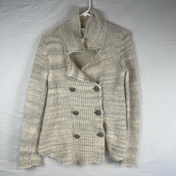 Free People Blazer Womens Small XS Zebra Yarn Icicle Teddy Double Breasted - Picture 2 of 10